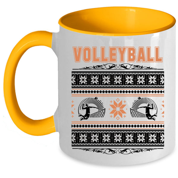 Christmas Family Holiday  Coffee Mug, Volleyball Accent Mug