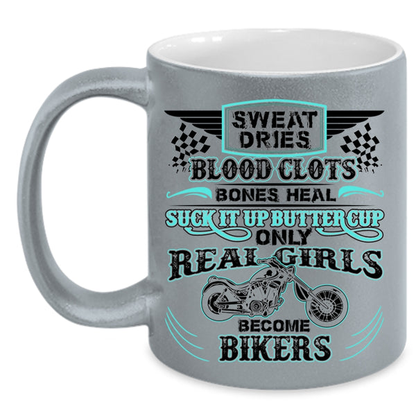 Awesome Girls Coffee Mug, Only Real Girls Become Bikers Accent Mug