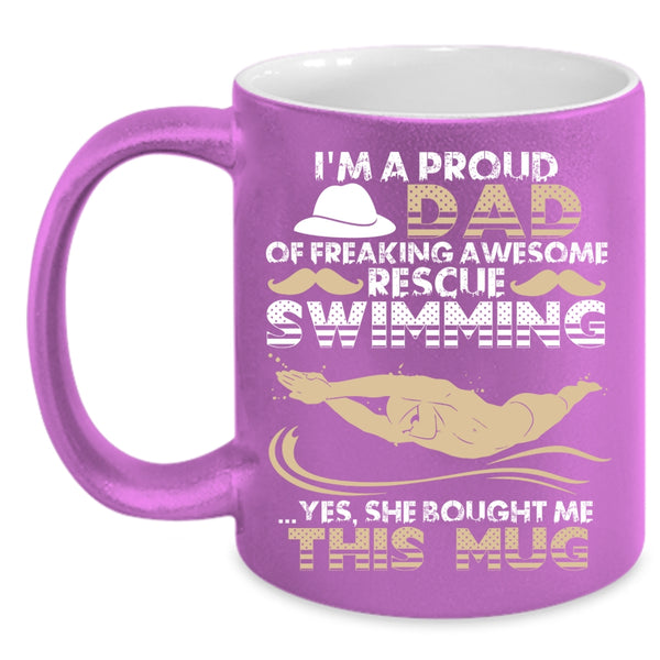 I'm A Proud Dad Of Rescue Swimming Coffee Mug, Cool Daddy Coffee Cup