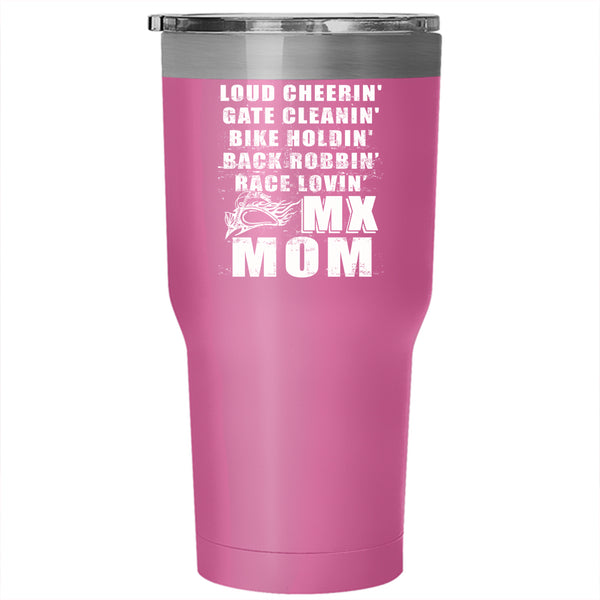 Loud Cheering Gate Cleaning Tumbler 30 oz Stainless Steel, Bike Holding Race Loving Travel Mug