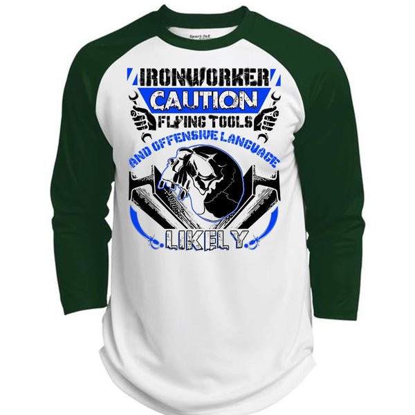 Ironworker Caution Flying Tools T Shirt, I Love Ironworker T Shirt, Awesome T-Shirts  (Polyester Game Baseball Jersey)