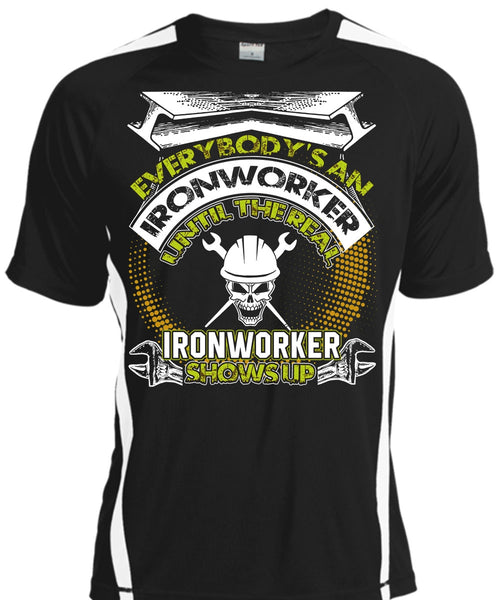 A black t-shirt with the shopify logo