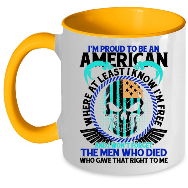 Cool American Flag Coffee Mug, I'm Proud To Be An American Accent Mug