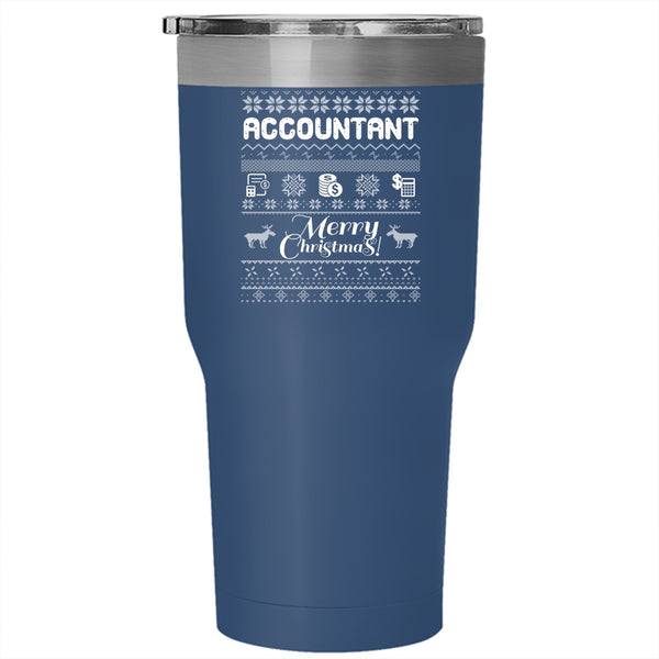 Accountant Tumbler 30 oz Stainless Steel, Merry Christmas Travel Mug