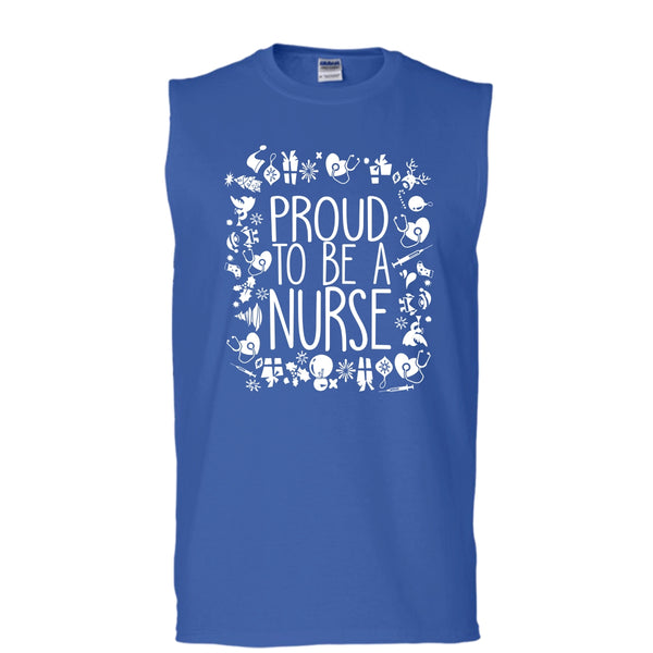 Proud To Be A Nurse T Shirt, Nurse Merry Christmas T Shirt, Cool T Shirt (Men's Cotton Sleeveless)