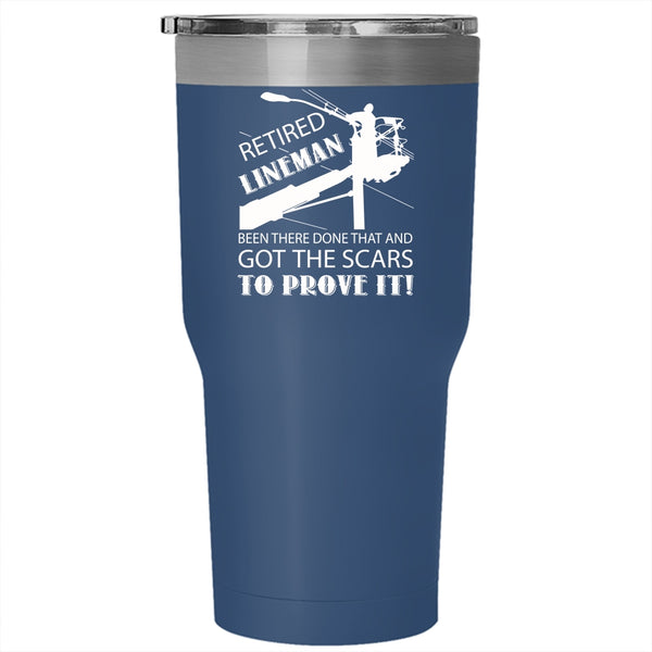 Retired Lineman Tumbler 30 oz Stainless Steel, Cool Gift For Grandpa Travel Mug
