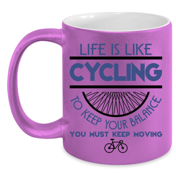 I Go Cycling Coffee Mug, Life Is Like Cycling Accent Mug