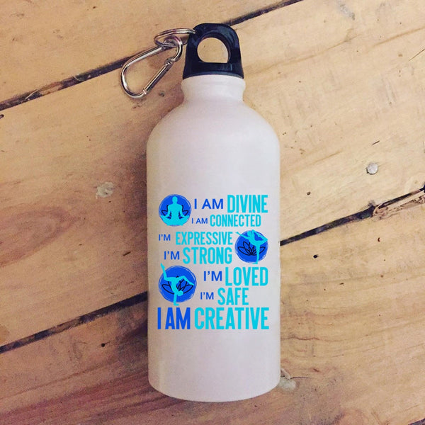 I Am Divine I Am Connected 20 oz Stainless Steel Bottle,Cool Gift For Yoga Lover Outdoor Sports Water Bottle
