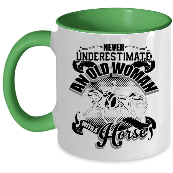 Cool Old Equestrian Coffee Mug, An Old Woman With A Horse Accent Mug