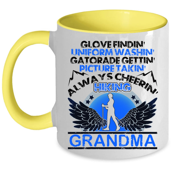 Always Cheering Hiking Grandma Coffee Mug, Glove Finding Picture Taking Accent Mug