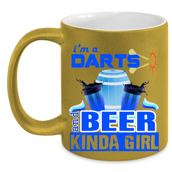 Awesome Girls Coffee Mug, I'm A Darts And Beer Kinda Girl Accent Mug
