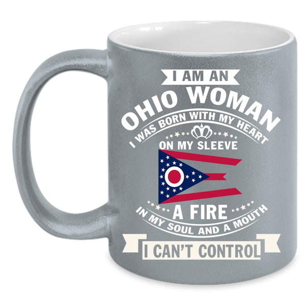 I Am An Ohio Woman Coffee Mug, Ohio Flag Coffee Cup
