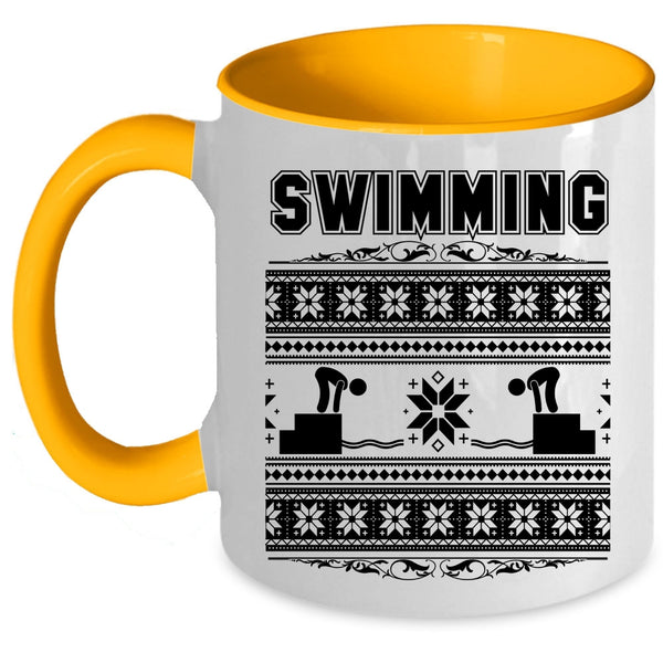 Noel Christmas Coffee Mug, Swimming Accent Mug