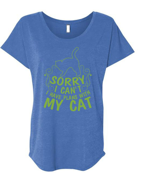 I Have Plans With My Cat T Shirt, I Love Cat T Shirt, Cool Shirt (Ladies' Triblend Dolman Sleeve)