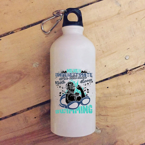 An Old Man Loves Swimming 20 oz Stainless Steel Bottle,Awesome Grandpa Outdoor Sports Water Bottle