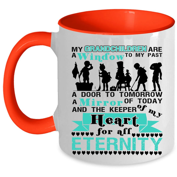 Cute Coffee Mug, My Grandchildren Are A Window To My Past Accent Mug