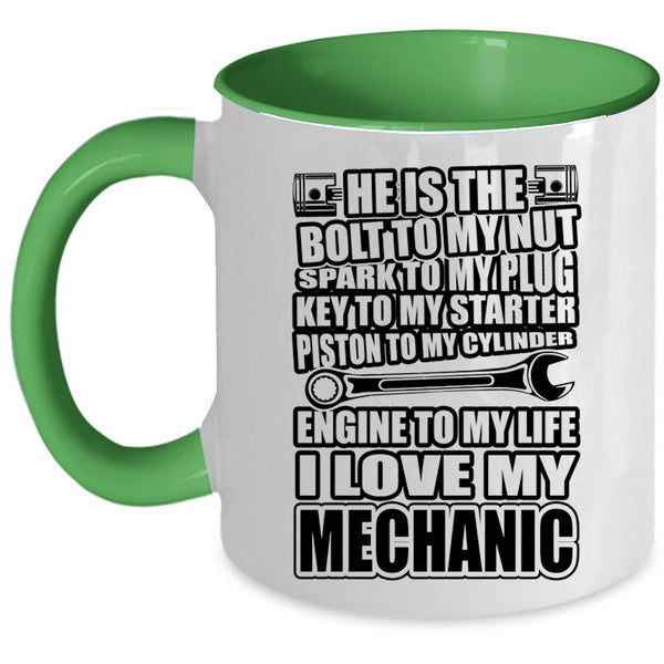 Cute Gift For Girlfriend Coffee Mug, I Love My Mechanic Accent Mug