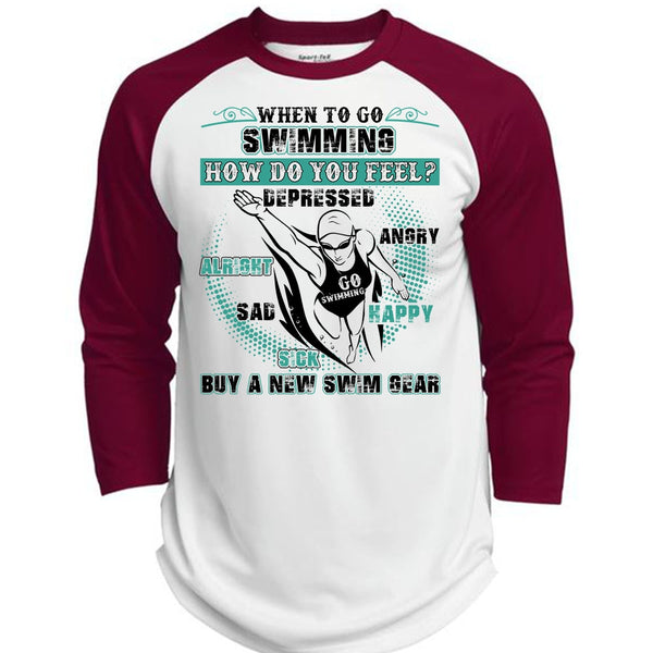 When To Go Swimming T Shirt, I Love Swimming T Shirt, Awesome T-Shirts  (Polyester Game Baseball Jersey)