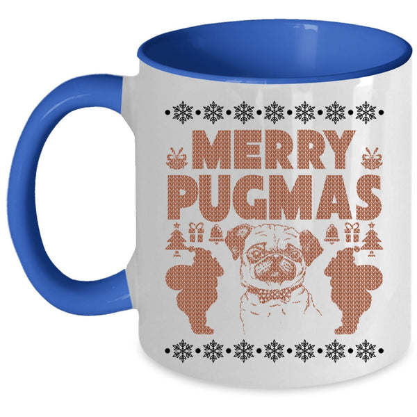 Christmas Gift For Pug Lover Coffee Mug, Merry Pugmas Accent Mug
