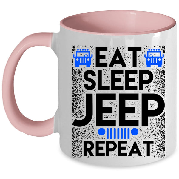 Awesome Jeep Coffee Mug, Eat Sleep Jeep Repeat Accent Mug