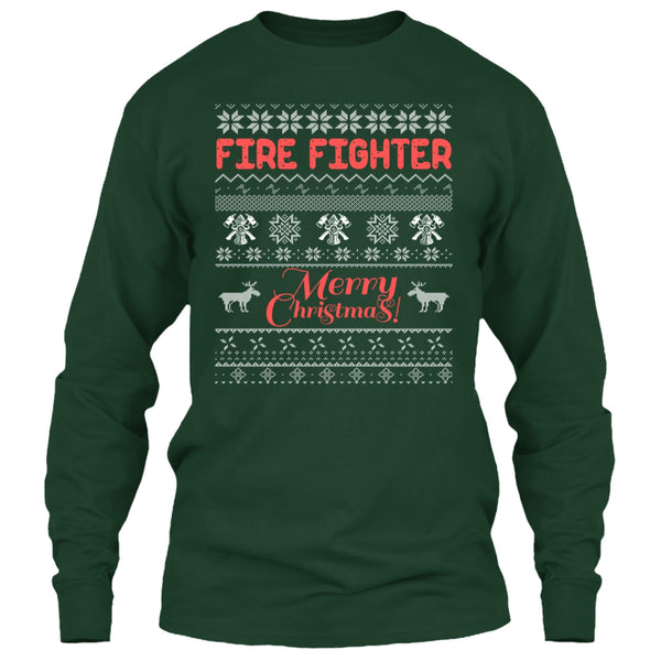 Fire Fighter Merry Christmas T Shirt, Coolest Firefighter T Shirt