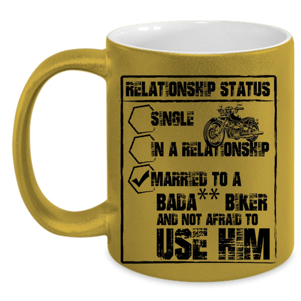 Married To A Biker Coffee Mug, Relationship Status Accent Mug