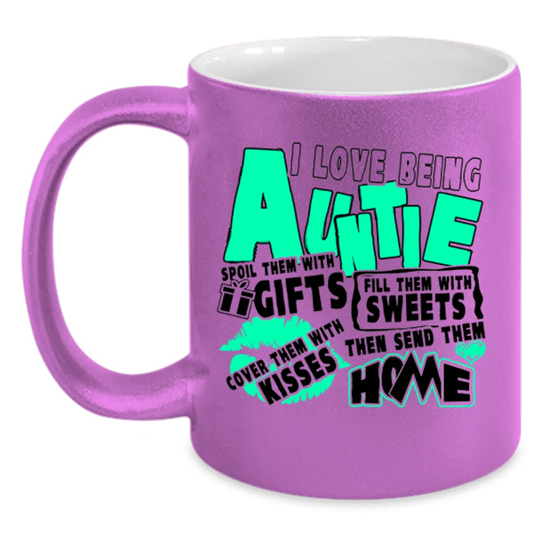 Cute Auntie Coffee Mug, I Love Being Auntie Accent Mug