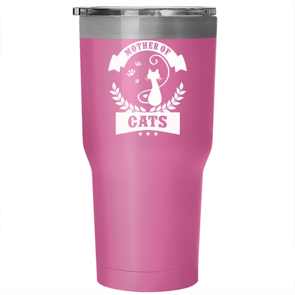 Mother Of Cats Tumbler 30 oz Stainless Steel, Cute Gift For Mom Travel Mug