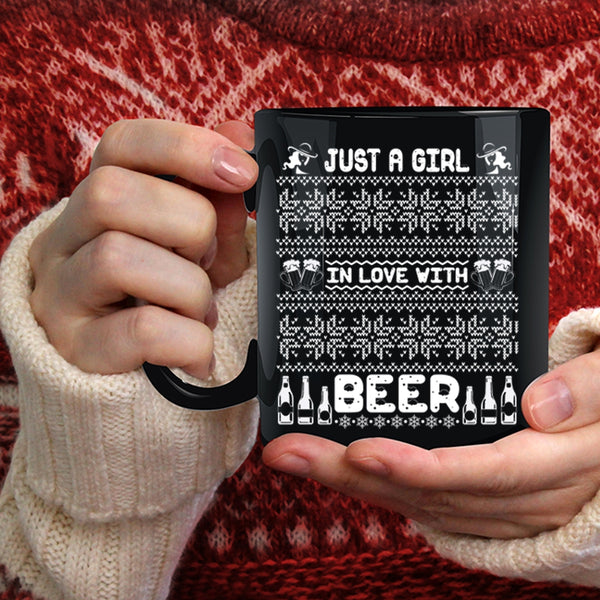Just A Girl In Love With Beer Coffee Mug, Cute Girls Coffee Cup