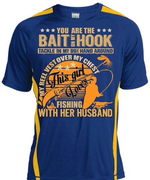 Fishing With Her Husband T Shirt, Bait On My Hook T Shirt, Cool Shirt