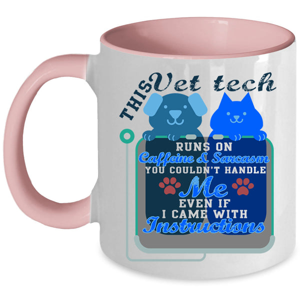 Cute Vet Tech Coffee Mug, This Vet Tech Runs On Caffeine Accent Mug