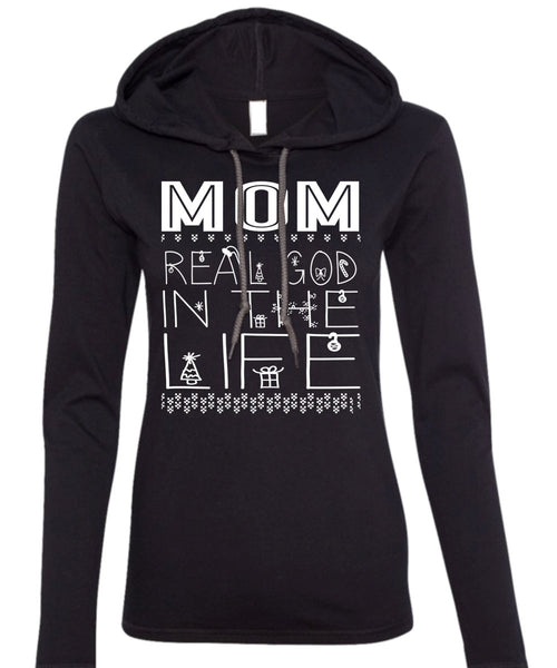 Mom Real God In The Life T Shirt, This Girl Loves Christmas T Shirt (Anvil Ladies Ringspun Hooded)