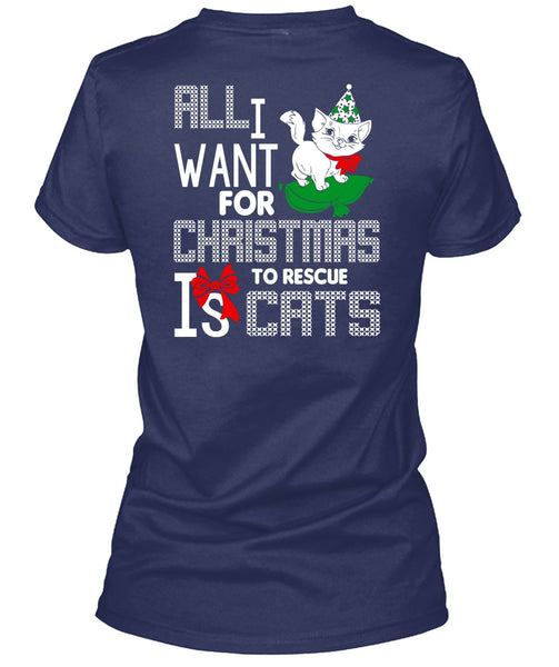 All I Want For Christmas To Rescue Is Cats T Shirt, Pet My Cat T Shirt