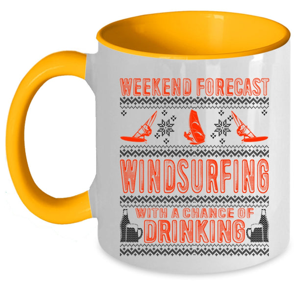 Chance Of Drinking Coffee Mug, Weekend Forecast Windsurfing Accent Mug