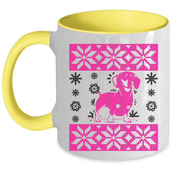 Ugly Christmas Coffee Mug, Cute Dachshund Accent Mug