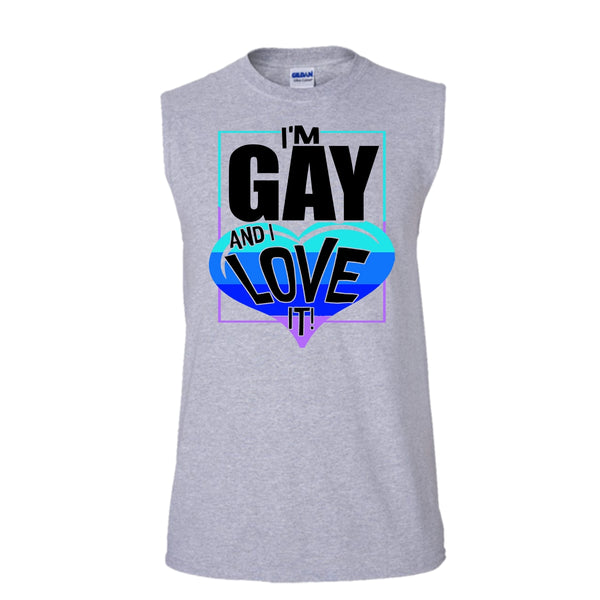 I'm Gay And I Love It T Shirt, Gift For Gay Tank Top (Men's Cotton Sleeveless)