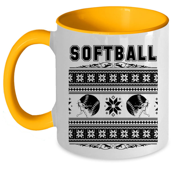 Xmas Gift For Softball Player Coffee Mug, Softball Accent Mug