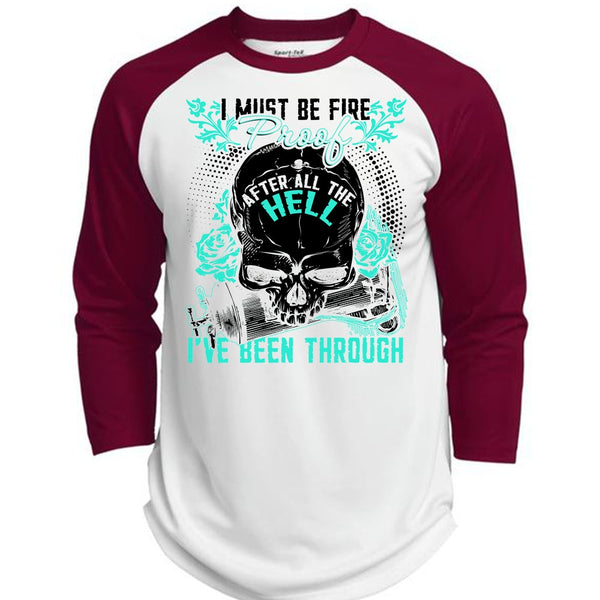 I Must Be Fire Proof T Shirt, I Love Firefighter T Shirt, Awesome T-Shirts  (Polyester Game Baseball Jersey)