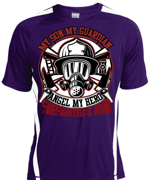 Firefighter's Mom T Shirt, My Son My Guardian Angel T Shirt, Cool Shirt