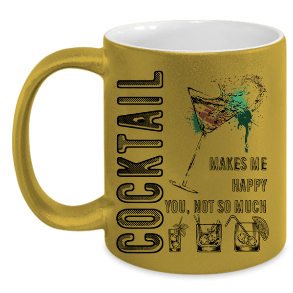 I Love Cocktail Coffee Mug, Cocktail Makes Me Happy Accent Mug