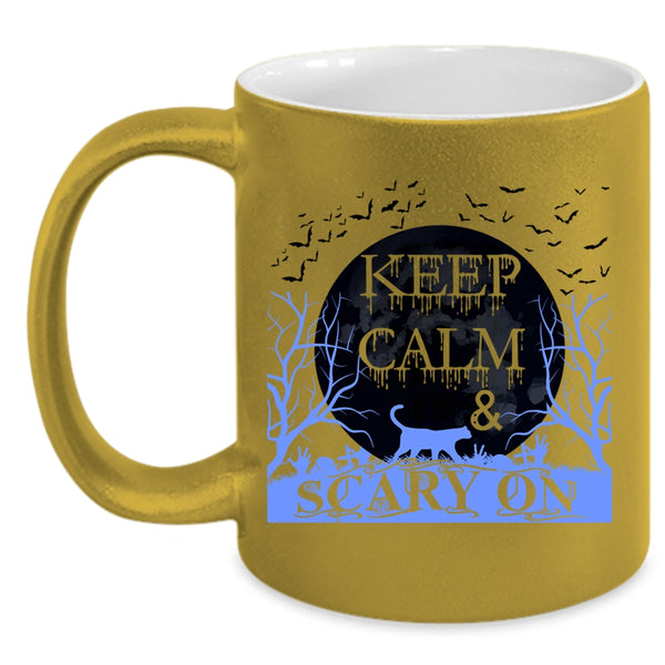 Funny Halloween Coffee Mug, Keep Calm And Scary On Accent Mug