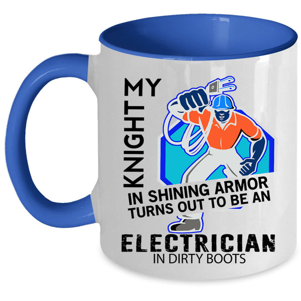 Cool Job Coffee Mug, To Be An Electrician In Dirty Boots Accent Mug