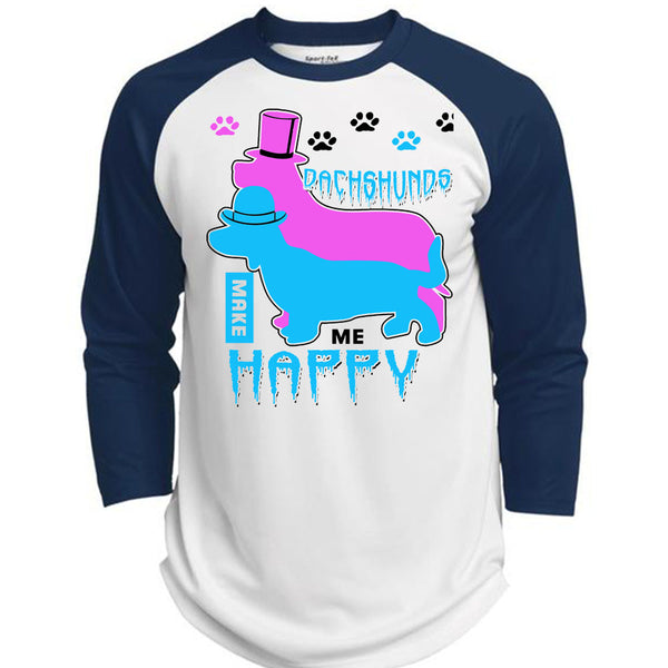 Dachshunds Make Me Happy T Shirt, I Love My Dogs T Shirt, Awesome T-Shirts  (Polyester Game Baseball Jersey)