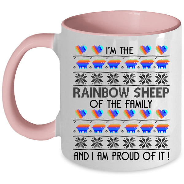 I Am Proud Of It Coffee Mug, Rainbow Sheep Of The Family Accent Mug