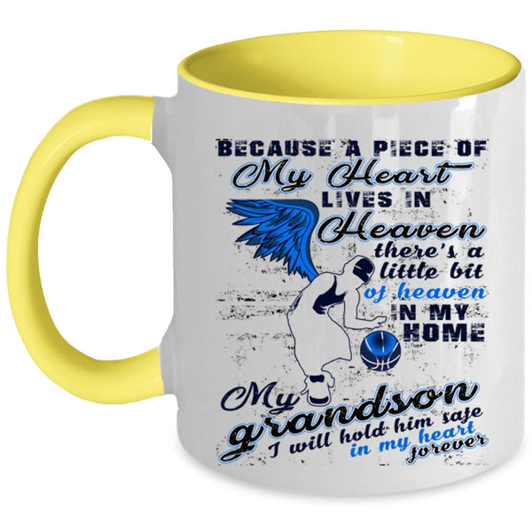 My Grandson Coffee Mug, A Piece Of My Heart Lives In Heaven Accent Mug
