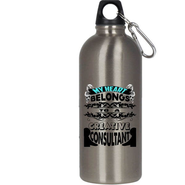 My Heart Belongs To A Creative Consultant 20 oz Stainless Steel Bottle,Cool Couple Outdoor Sports Water Bottle