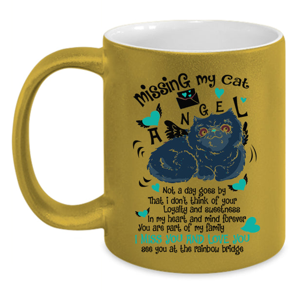 I Miss You And Love You Coffee Mug, Missing My Cat Angel Accent Mug
