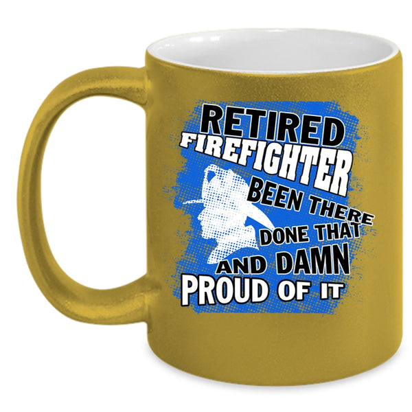 Cool Gift For Grandpa Coffee Mug, Retired Firefighter Accent Mug