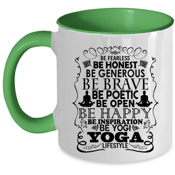 Yoga Lifestyle Coffee Mug, Be Happy Be Yogi Accent Mug