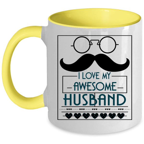 My Awesome Husband Coffee Mug, I Love My Awesome Husband Accent Mug